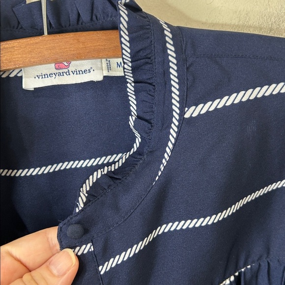 VINEYARD VINES Blue Striped Long Sleeve Ruffle Top Size Medium - Picture 5 of 14